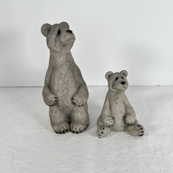 Vintage Bear Figurines Quarry Critters Set Of 2 Billy & Boo Cabin Decor - Picture 2 of 12